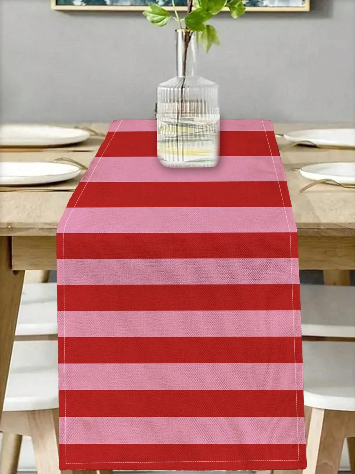 nappe rouge rose rayures moderne scandinave décoration table cuisine restaurant événements polyester