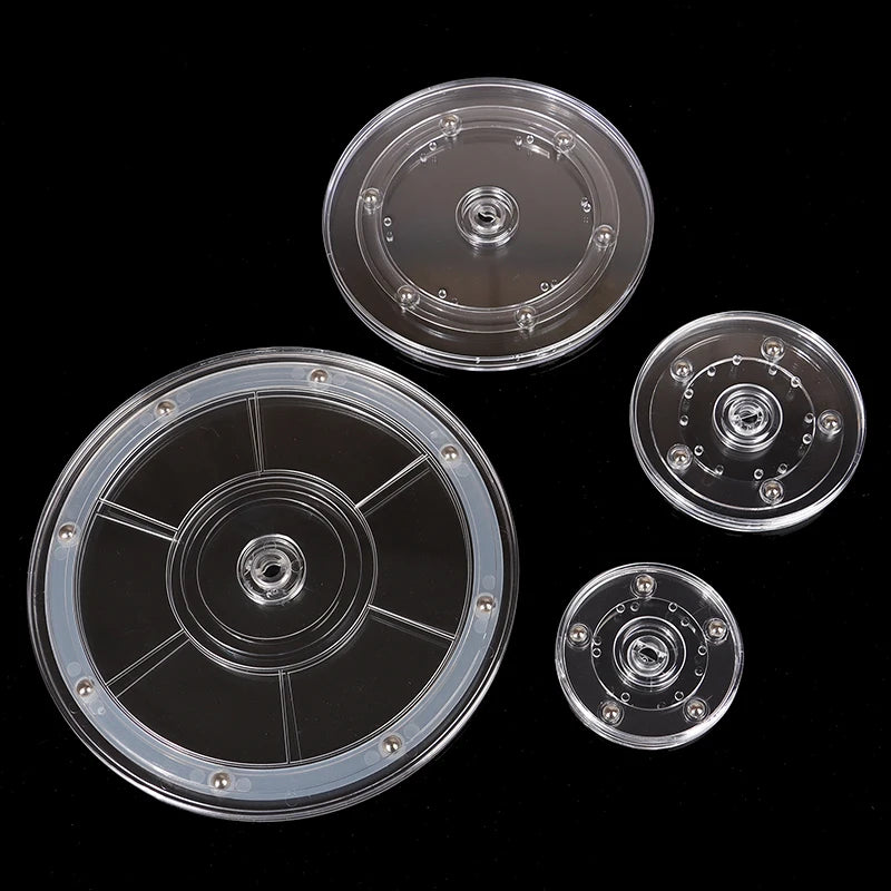 support disque transparent moderne rotatif 360 degrés sections rondes différentes tailles