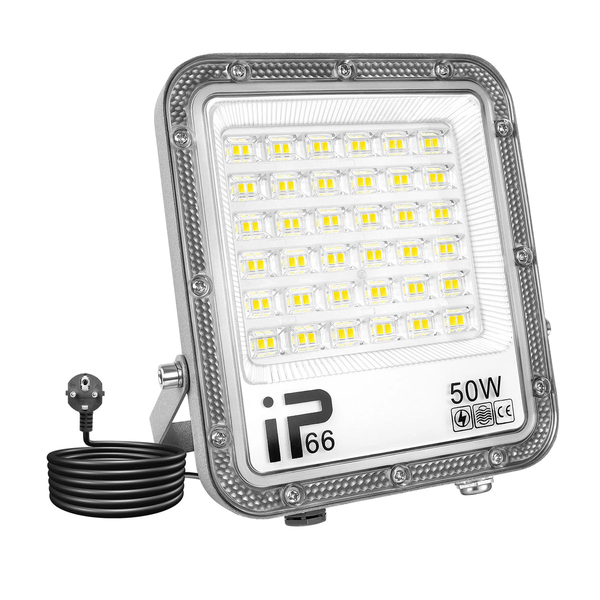 projecteur led moderne blanc ip66 230mm 275mm câble prise acextérieur