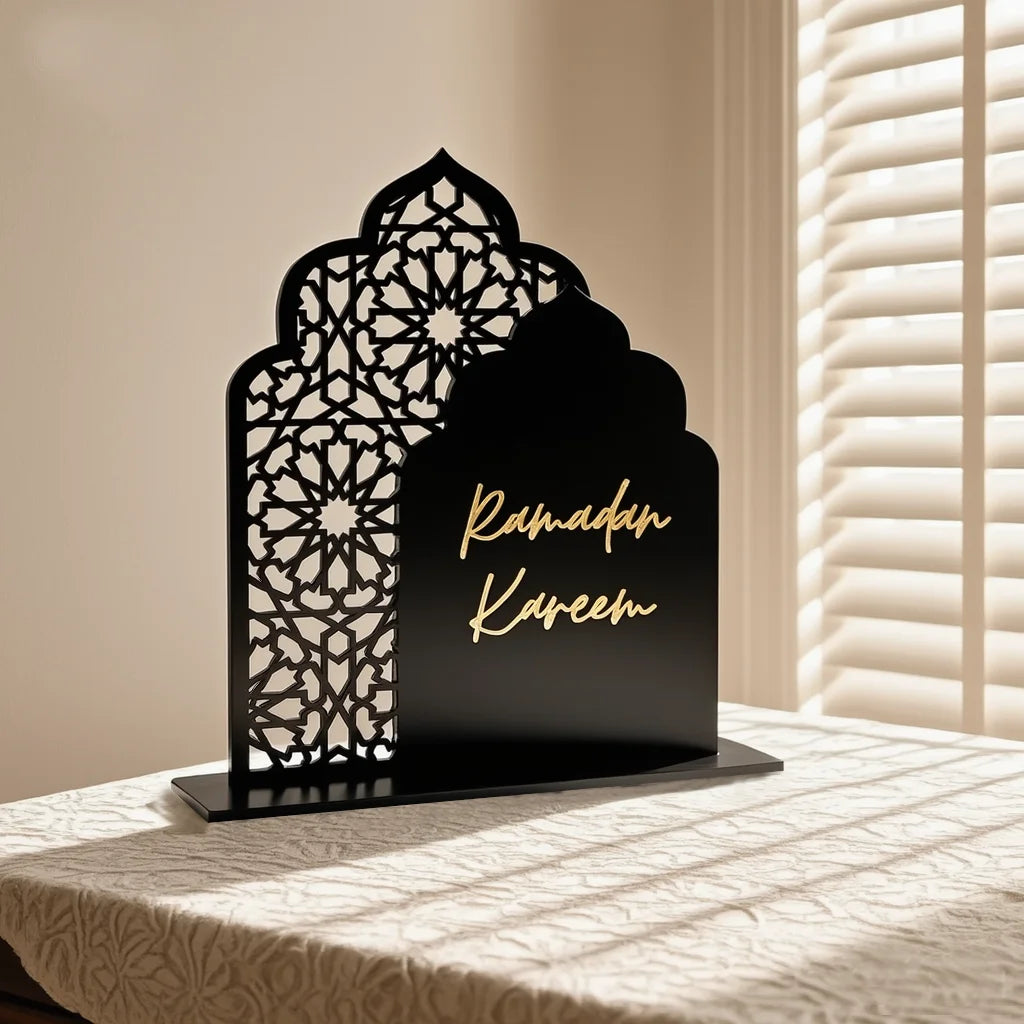 décoration murale arches géométriques islamiques blanc or ramadan eid mubarak festive