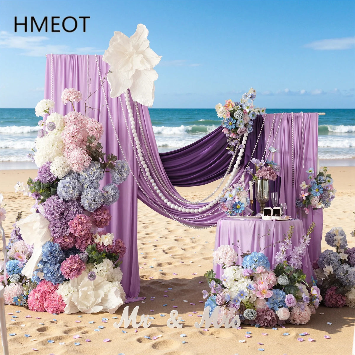 arche mariage fleurs artificielles violet blanc rose bleu classique romantique decoration exterieurintérieur événement festive