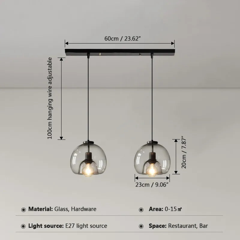 Suspension lumineuse moderne minimaliste transparente ampoules filament salon chambrehôtel
