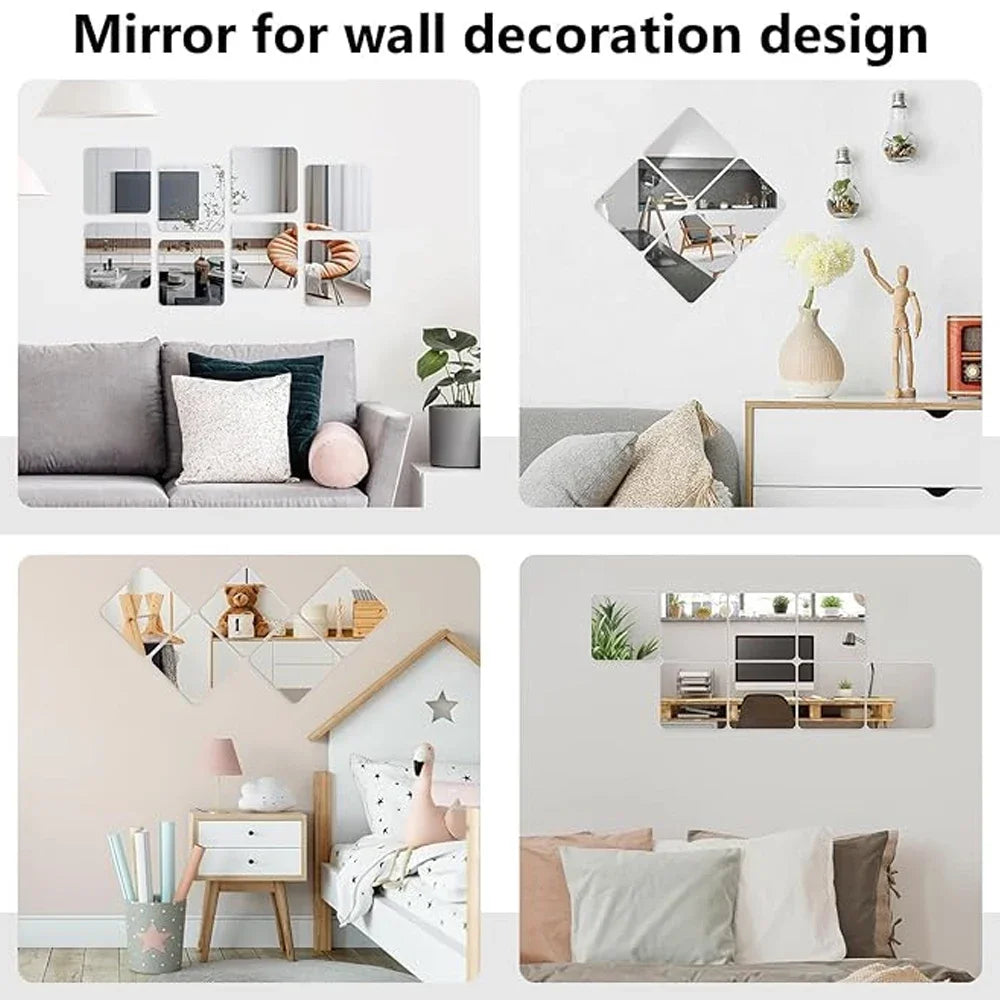 miroir adhésif moderne carré blanc 3d acrylique décoration mur papier adhésif guide