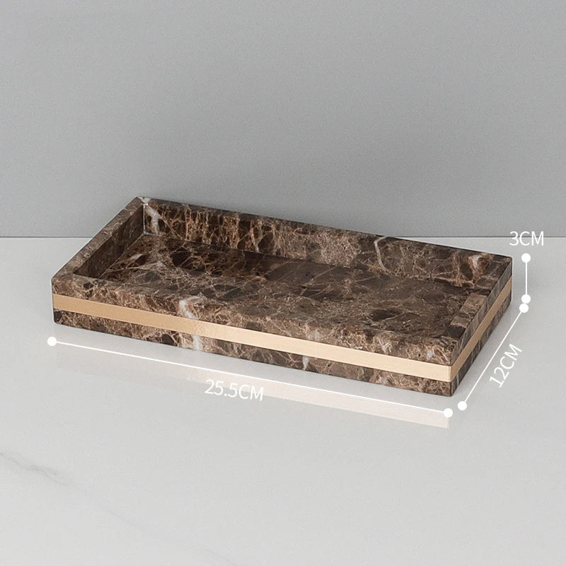 ensemble salle bain marbre moderne marron doré distributeur savon tasse brosse dents adhésif