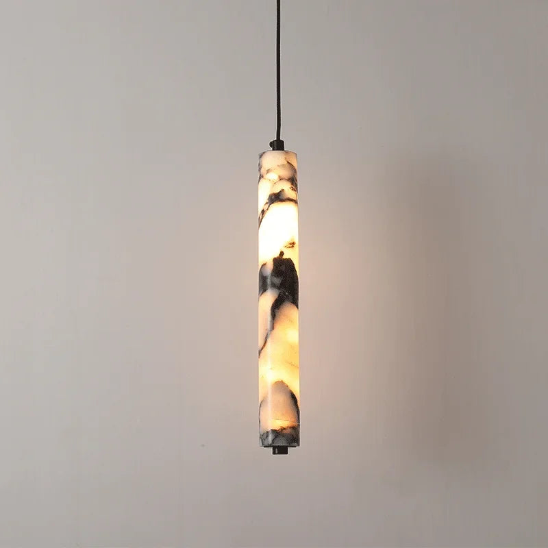 lampe suspendue pierre naturelle marbrée moderne salon chambre blanc noir gris tactile