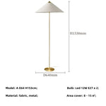 lampe sol moderne rustique abat jour tissu fin marron clair doré 11 15W LED