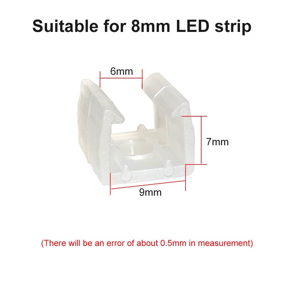 clips fixation rubans led transparents 6mm 8mm 12mm clips murales bande lumineuse néon rgb