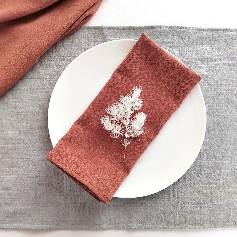 serviettes table coton lin vert bleu rouge gris minimaliste réutilisable 30x45cm festive mariageextérieur