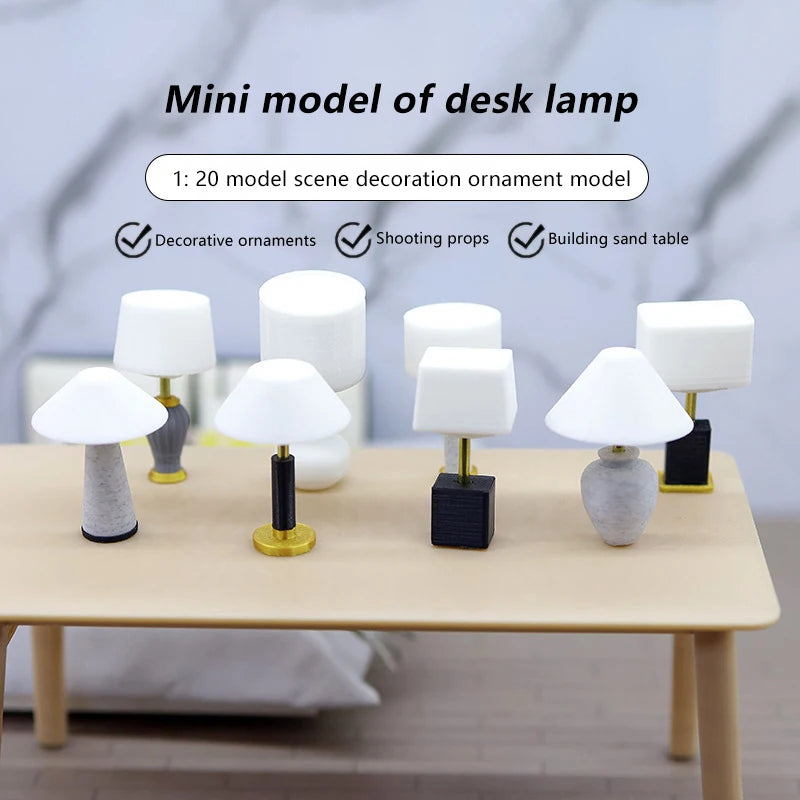 mini lampe moderne accessoires poupées blanc gris noir doré texture marbrée finition lisse adhésif