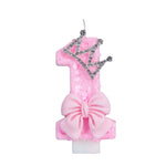 bougies numériques anniversaire filles pailletées rose couronne strass nœud papillon festive