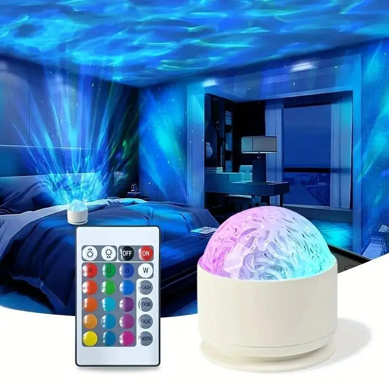 projecteur atmosphérique led blanc transparent moderne télécommande 16 couleurs rotation automatique chambre enfants fête