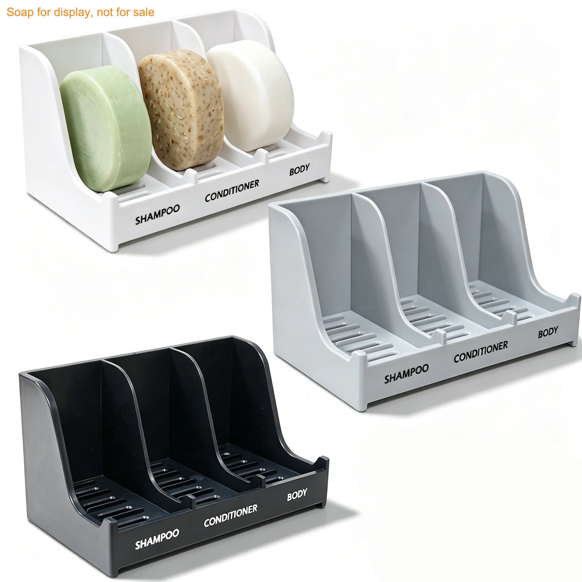 support savon mural blanc moderne compartiments réutilisable fixé murABS