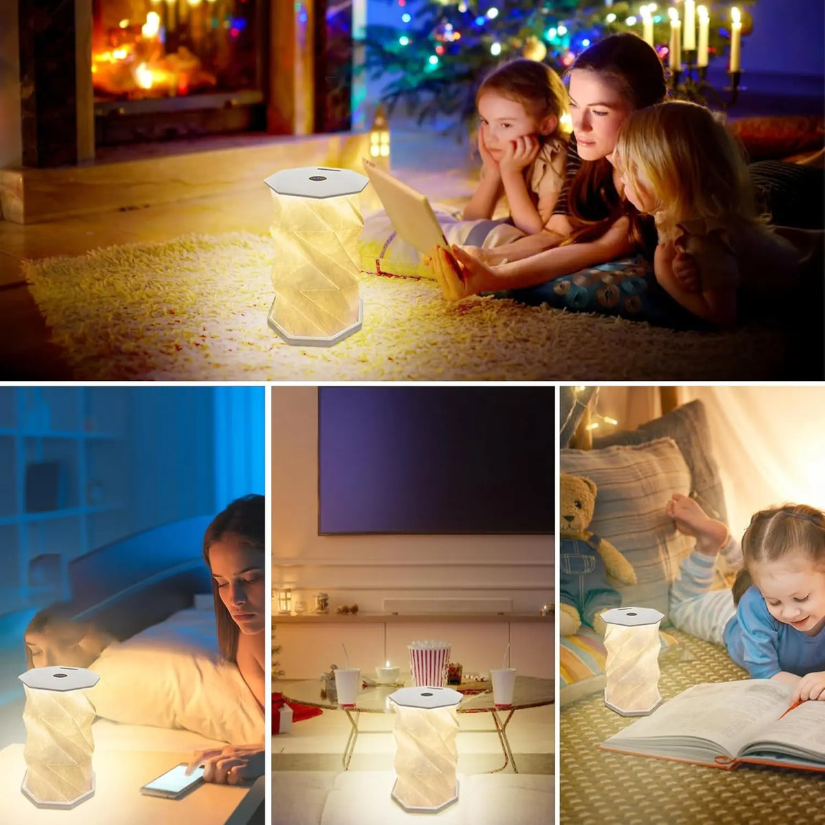 lampe table pliable origami gris beige moderne led rechargeable sans fil