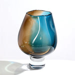 vase moderne marbré marron bleu base solide dégradé couleur décoration intérieure table fleurs opacité
