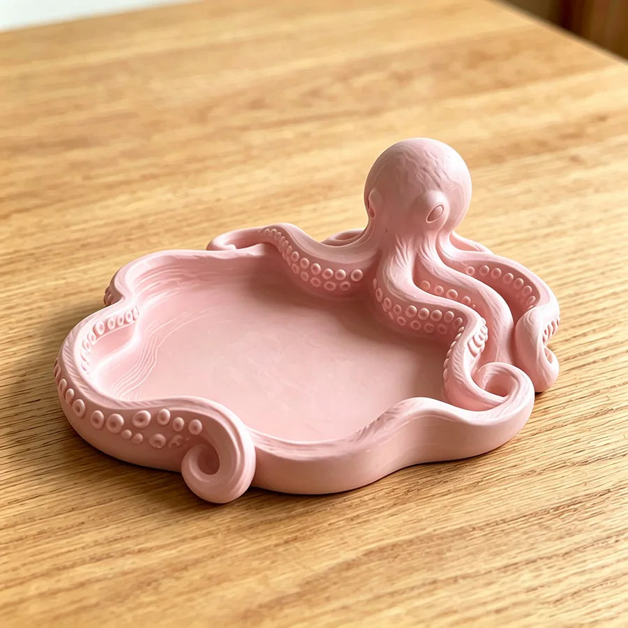 support clés forme octopus blanc violet noir rose pâle moderne créatif bulles texturées organisateur