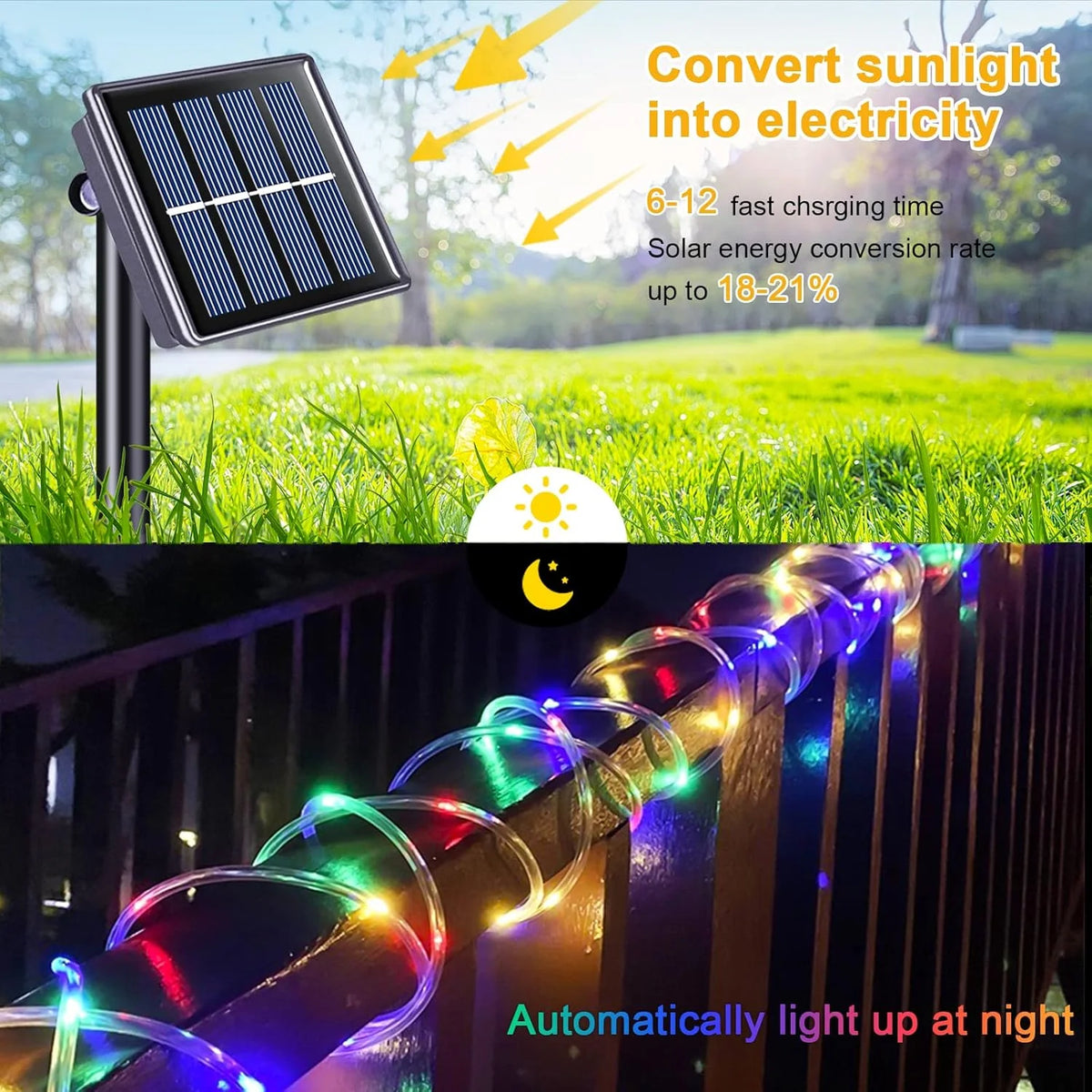 éclairage solaire extérieur guirlande led multicolore imperméable modes décoration jardin chemin balcon