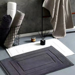 tapis bain absorbant coton blanc gris moderne texturé jacquard duveteux poils longs