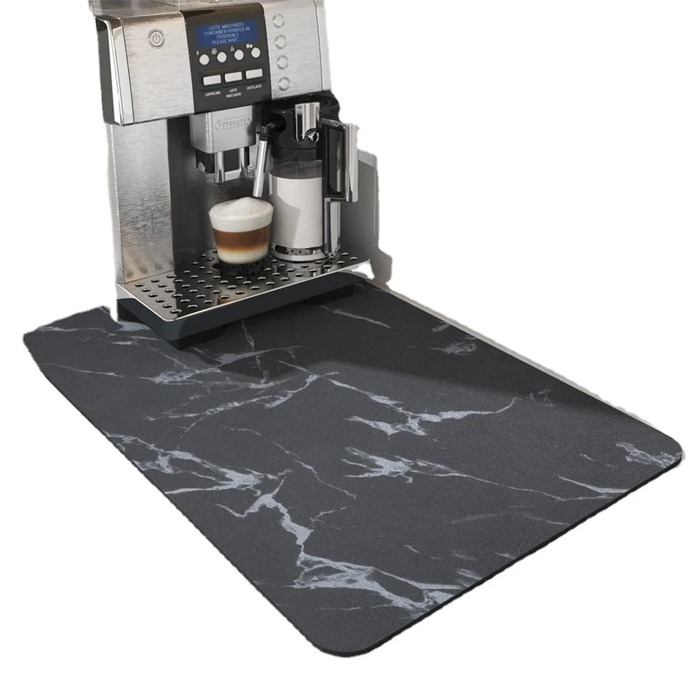 tapis cuisine absorbant motif marbre noir doré séchage vaisselle salle bain