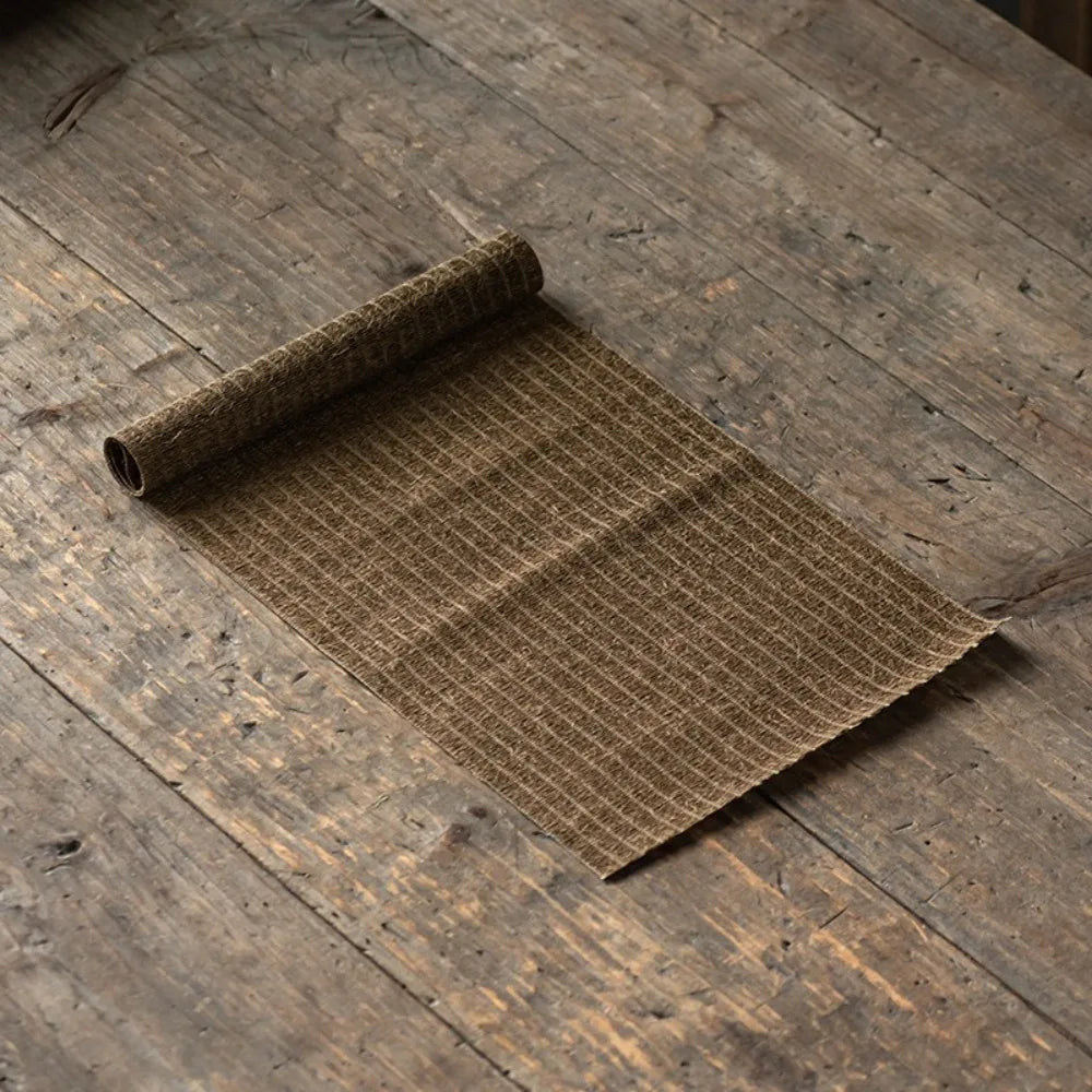 tapis lin marron clair moderne rustique texture tissée 60cm 20cm adhésif
