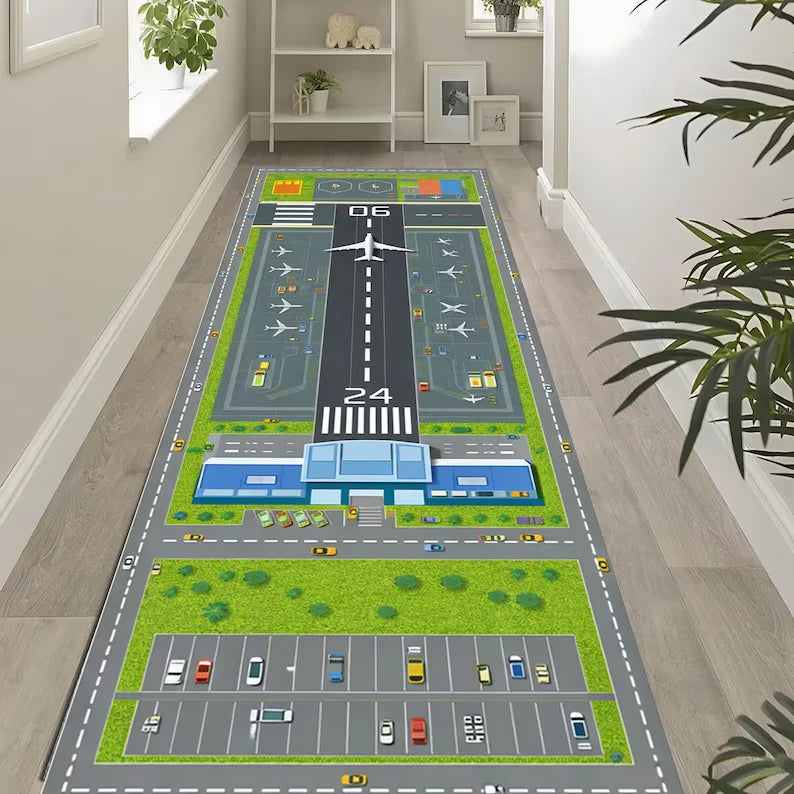 tapis piste aéroport avion moderne décoration aviation motif parking bâtiments chambre