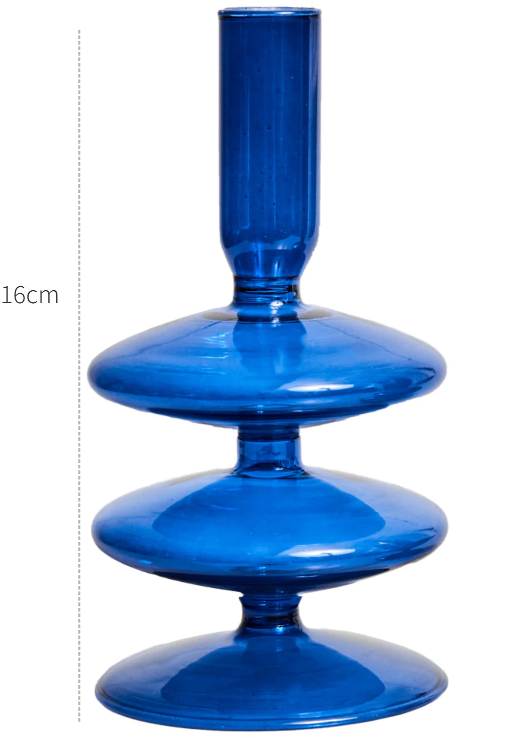 bougeoir moderne verre bleu cobalt texture ondulée décoration intérieure vase support blanc bougie blanche