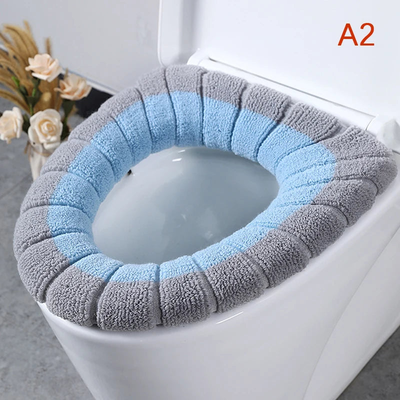 couvre siège toilette violet bleu gris rose rayures moderne adhésif lavable doux polyester
