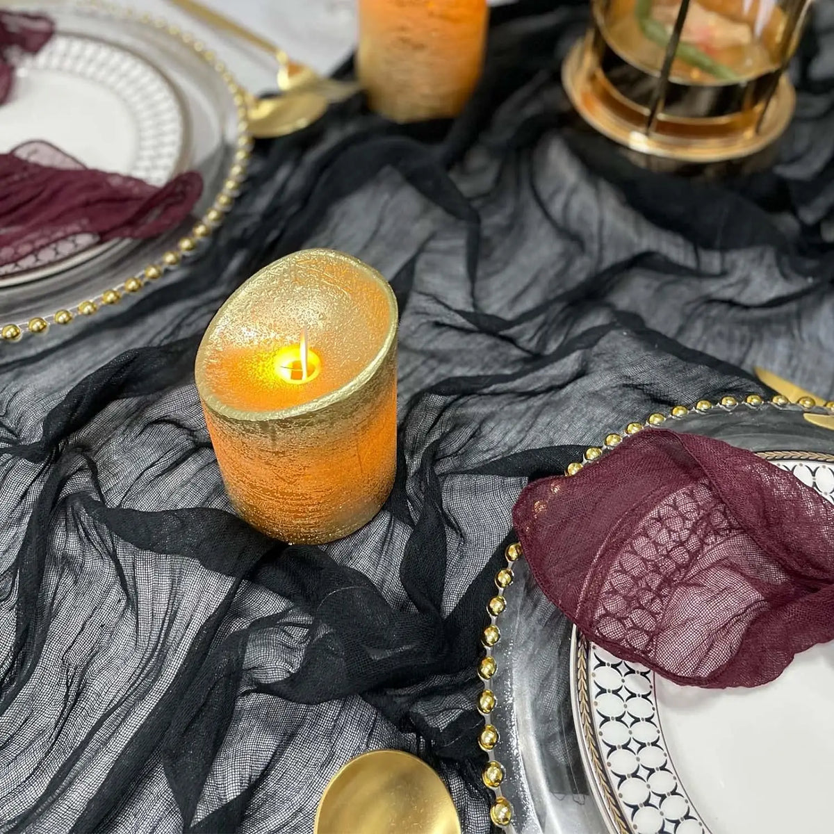 ruban table noir classique rayures fines opaque fête noël halloween mariage coachella indépendance