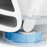 brosse toilette jetable moderne blanche bleue motifs géométriques granulée écologique