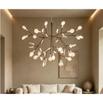 suspension lumineuse contemporaine branches stylisées 50cm 72cm 98cm noir blanc