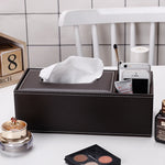 boîte rangement multifonction cuir noir moderne porte mouchoirs clips télécommandes papeterie respectueux environnement