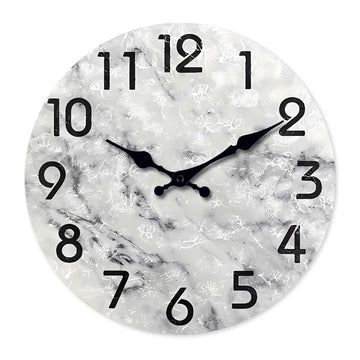 horloge murale moderne marbre gris blanc quartz bois salon unique