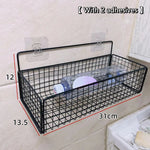 paniers métalliques noir maille fine adhésif minimaliste stockage cuisine salle bain sans perçage