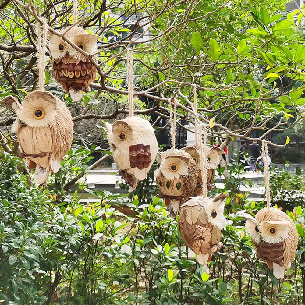 décoration suspendue oiseau plumes hibou artisanal nature beige marron vertextérieurintérieur