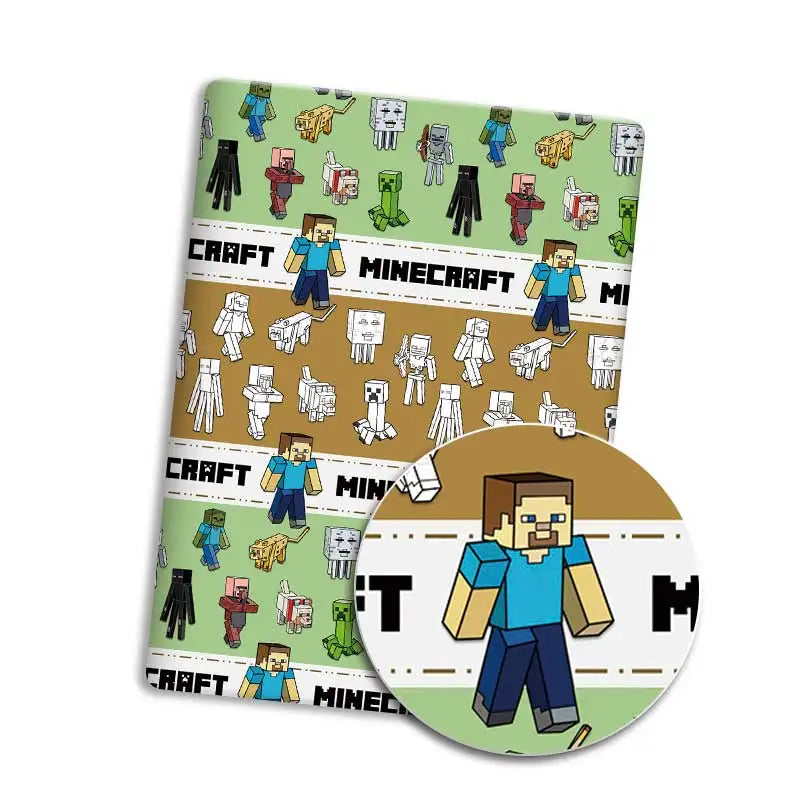tapis minecraft personnages animaux objets pixel art noir vert bleu blanc jaune rouge adhésif