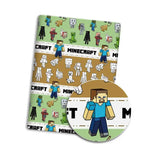 tapis minecraft personnages animaux objets pixel art noir vert bleu blanc jaune rouge adhésif