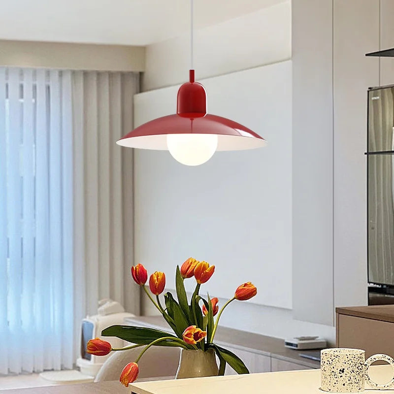 luminaire moderne suspension blanc vert rose rouge mat opaque câble noir chambre restaurantétude