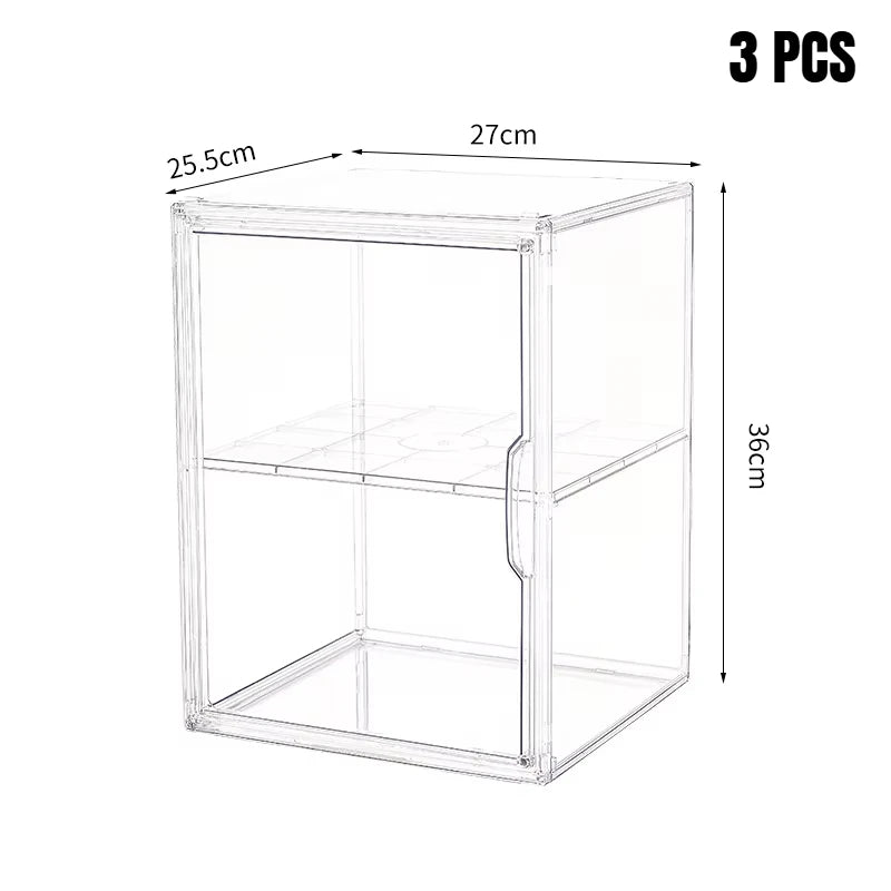 boîte rangement transparente pliable acrylique moderne figurines pièces organisateur jouets display storage box