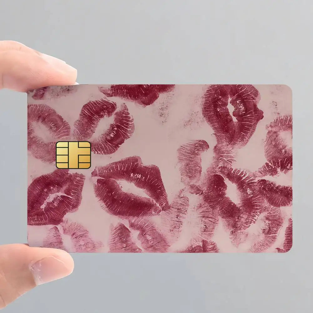 autocollants carte bancaire imperméable résistants baisers roses modernes pack pièces transparents