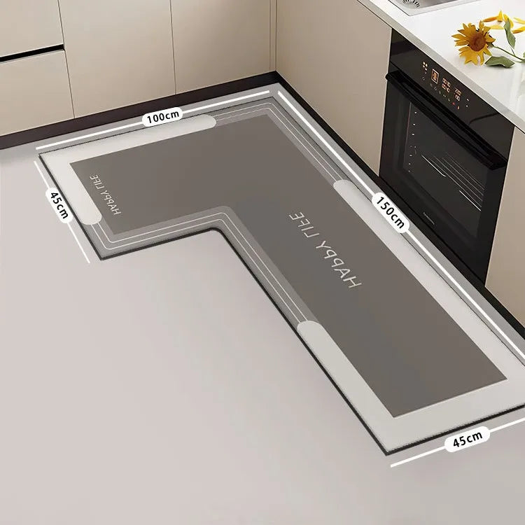 tapis sol moderne gris marbré adhésif salon super absorbant long rectangle