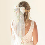 peigne cheveux mariage tulle brodé fleurs papillons transparent rose blanc