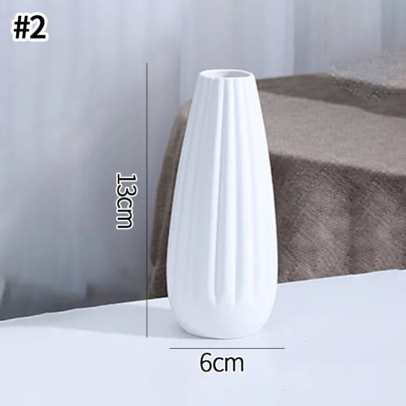 vases céramique blanc rayures verticales modernes décoration table maison floral