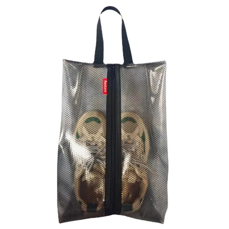 sac rangement chaussures gris transparent zip utilitaire réutilisable texture grillagée multifonctionnel antihumidité