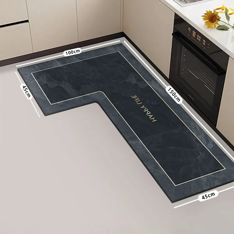 tapis sol moderne gris marbré adhésif salon super absorbant long rectangle