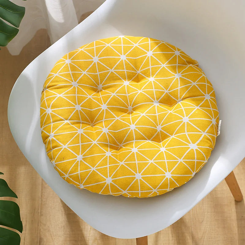 coussin chaise rond confortable mousse polyestère motif géométrique repas siège maison