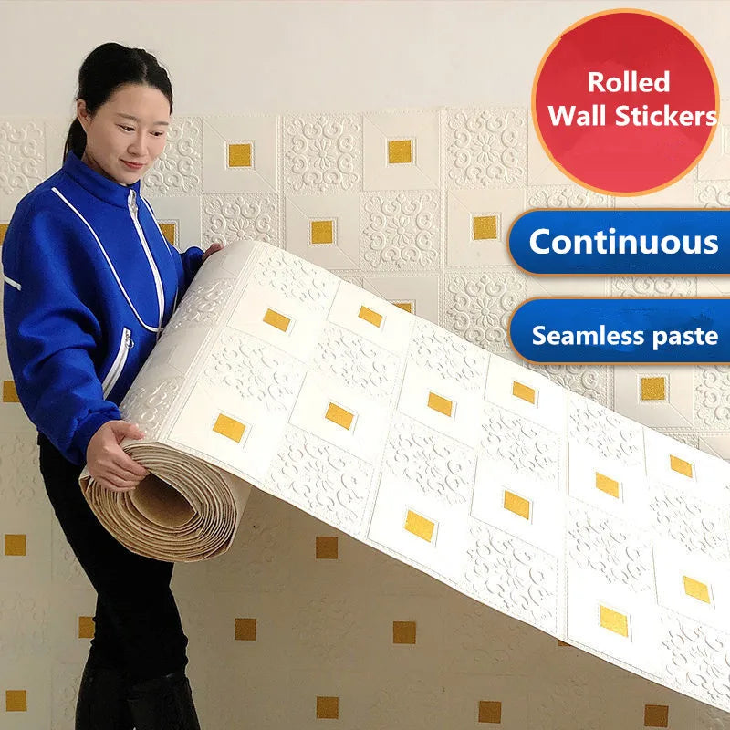 sticker mural adhésif floral or blanc décoration chambre salon résistant l'eau feu 5m 10m