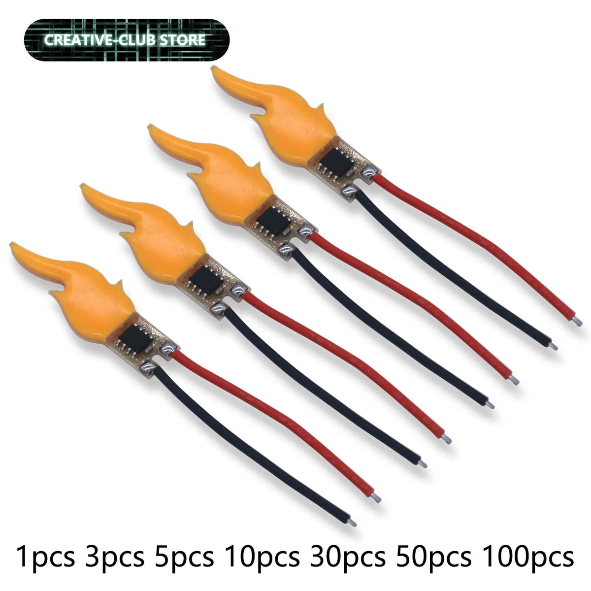 lampe poche led flamme orange moderne câbles noirs rouges 38x14mm torche ampoule bougie kerosene