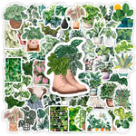 stickers plantes feuilles pots adhésifs illustration cartoon mignon DIY scrapbook décoration téléphone bagages portable
