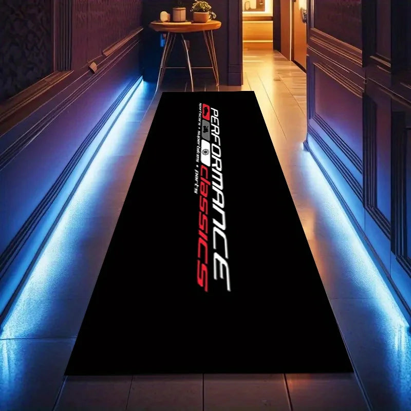 tapis sol antidérapant polyester moderne logo performance classics noir
