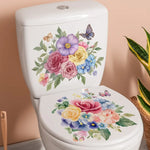 autocollants muraux fleurs colorées bouquet papillons salle bain blanc 30x30cm 2pièces adhésifs