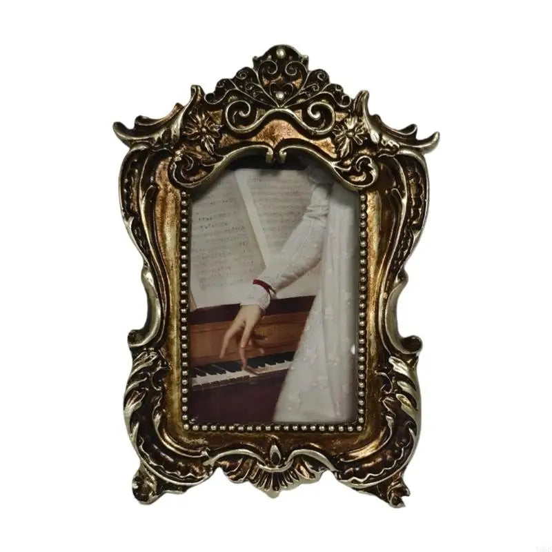 Cadre photo ornement doré fleurs noires baroque adulte unisexeOpaque fond noir image fleurie baroque